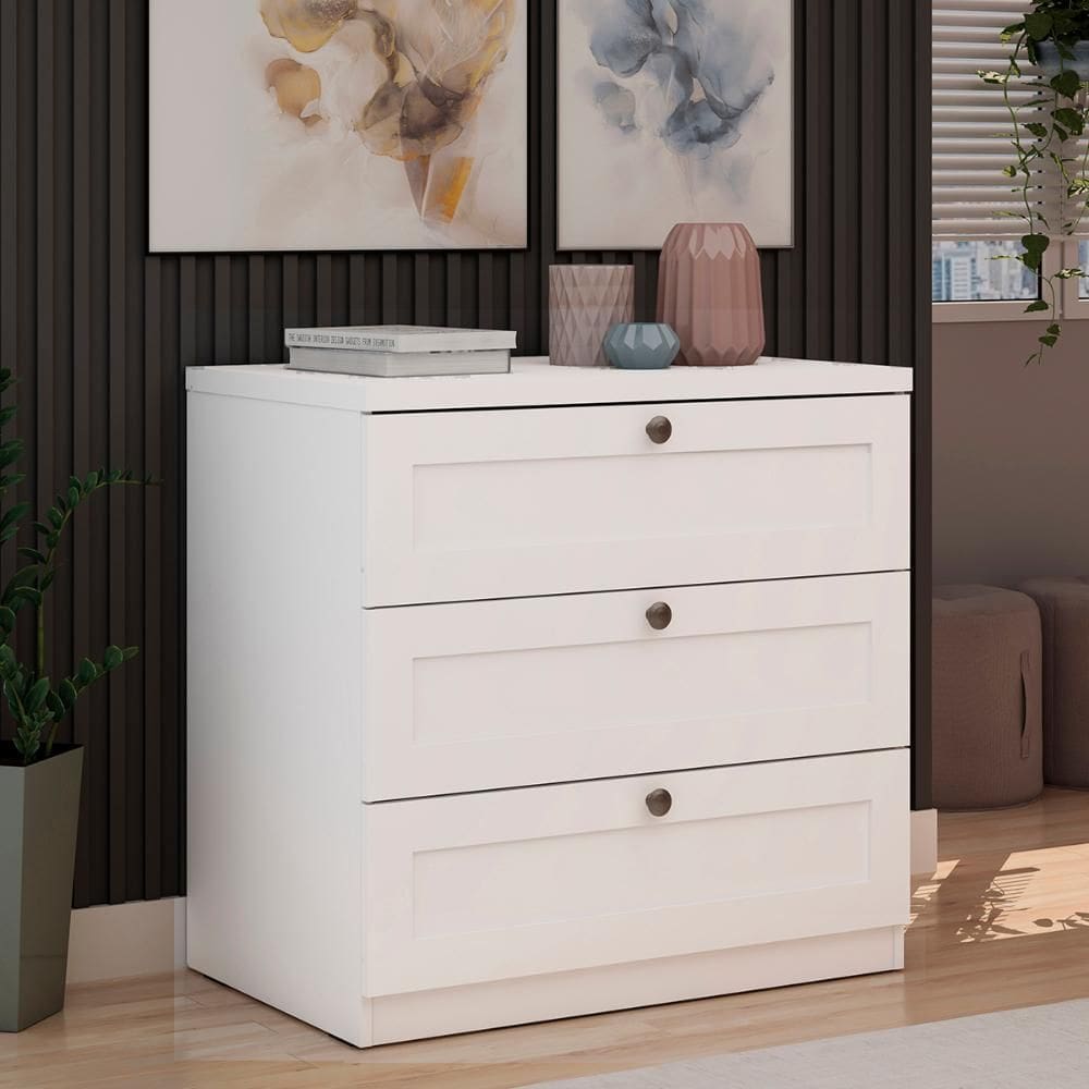 Cômoda Genialflex Infinity 3 Gavetas 100% MDF Branco