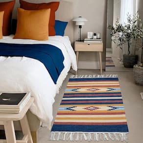 1 Tapete Quarto Kilim Algodão Beira Cama 60X90 M01