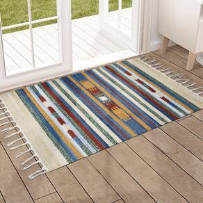 1 Tapete Capacho Kilim India 100% Algodão 50X70 M08