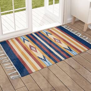 1 Tapete Capacho Kilim India 100% Algodão 60X90 M01