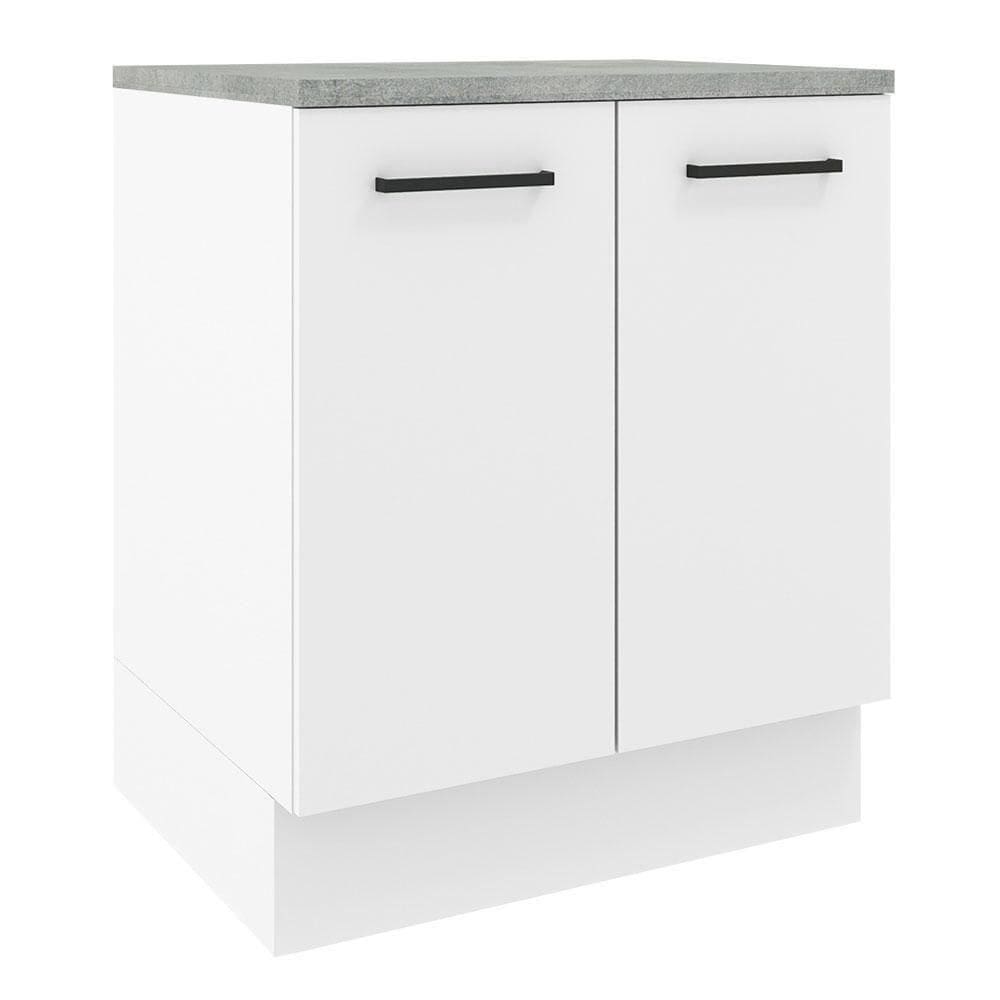 Balcão De Cozinha 70 Cm 2 Portas Branco Rustic/branco