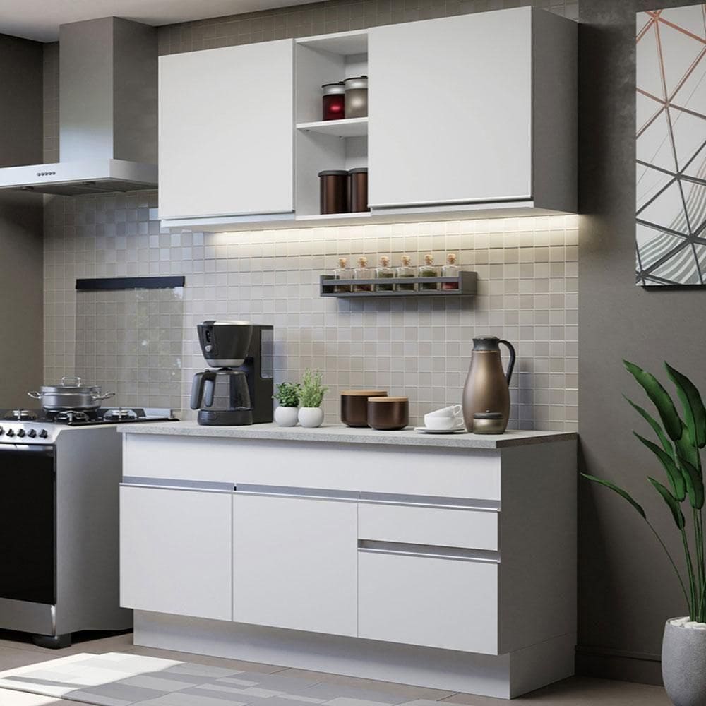 Cozinha Compacta 150001 Com Armário E Balcão Branco Branco