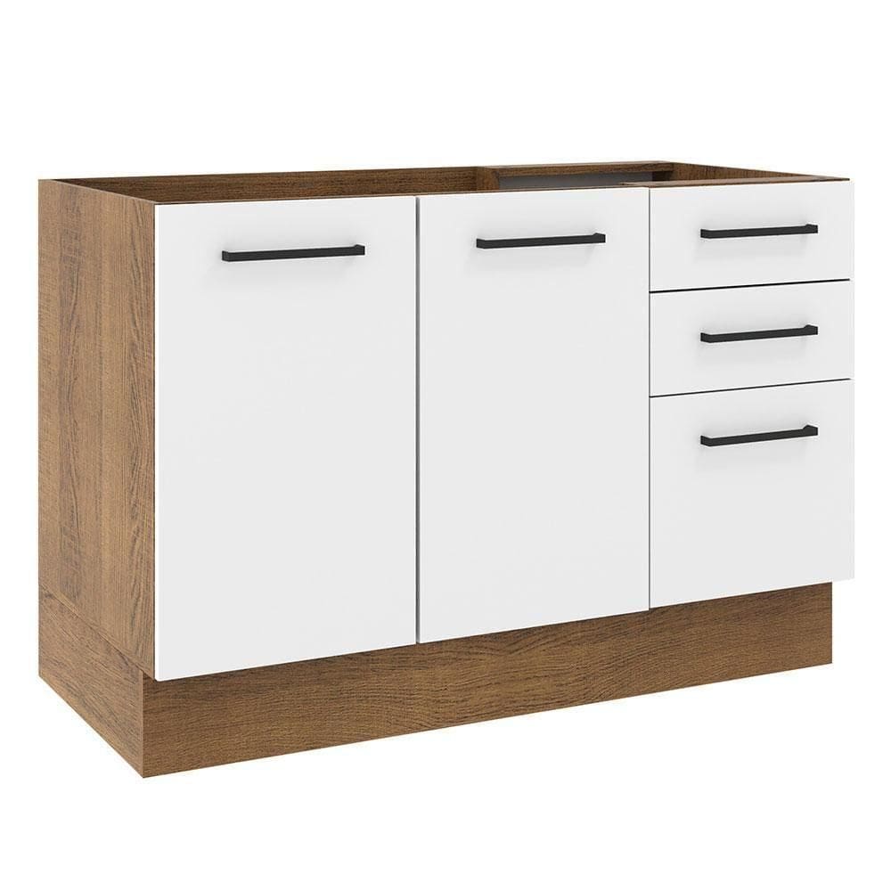 Balcão De Pia 2 Portas E 3 Gavetas Rustic/branco