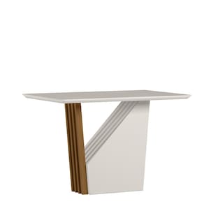 Mesa Jantar Retangular 120 x 80 Com Vidro 3mm Luna Sem Cadeiras-Ype/Off White - ÉdeCasaMóveis
