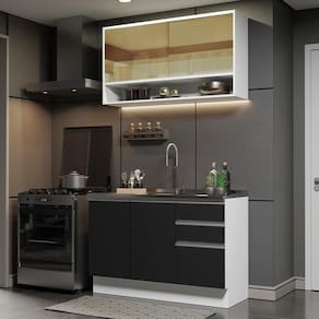 Cozinha Compacta 120002 Com Armário E Balcão Branco/Preto