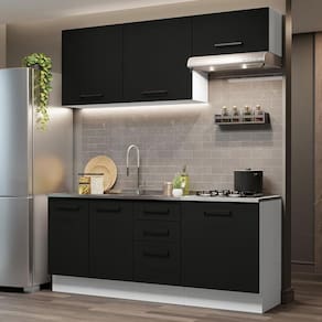 Cozinha Completa 180003 Com Armário E Balcão Branco/Preto