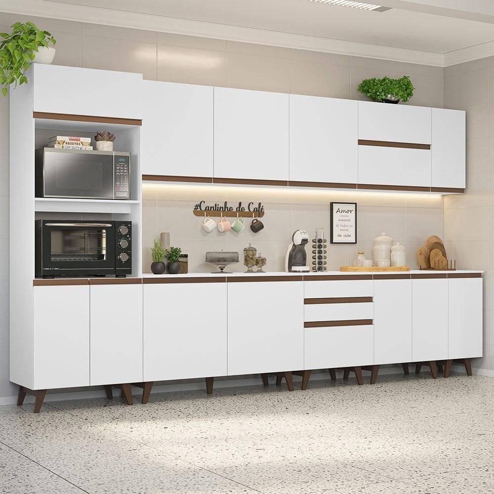 Armário De Cozinha Completa 355cm Branco