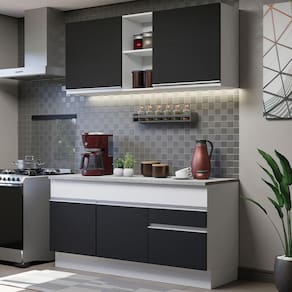 Cozinha Compacta 150001 Com Armário E Balcão Branco/Preto