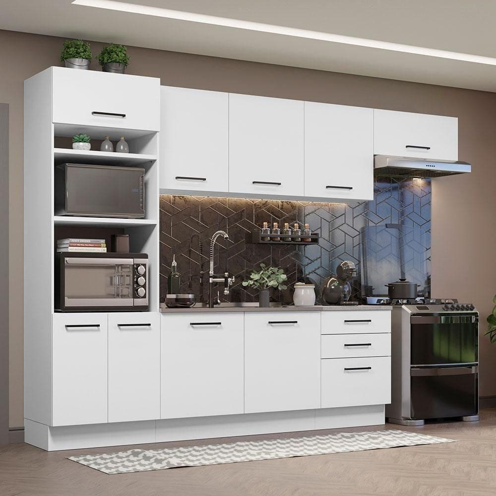 Cozinha Completa 330001 Com Armário E Balcão Branco Branco