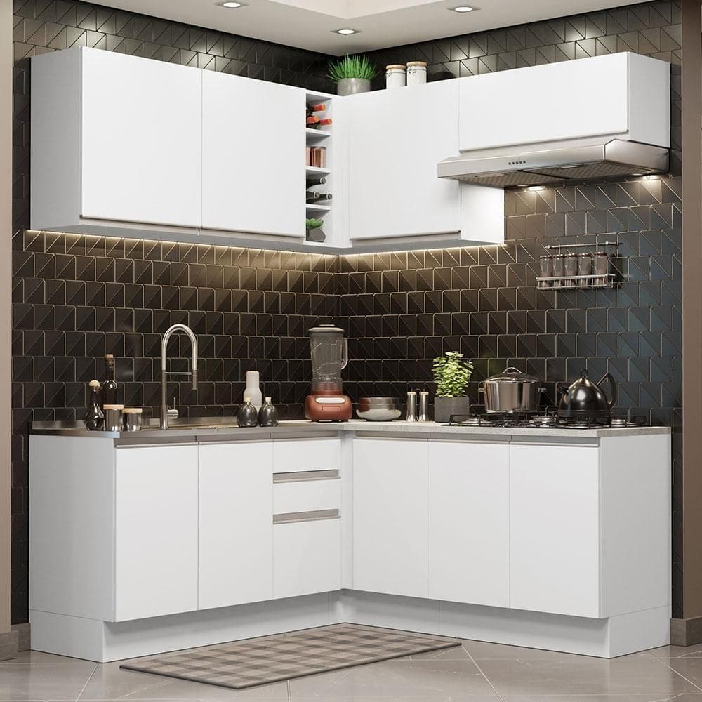 Cozinha Completa 349003 Com Armário E Balcão Branco Branco