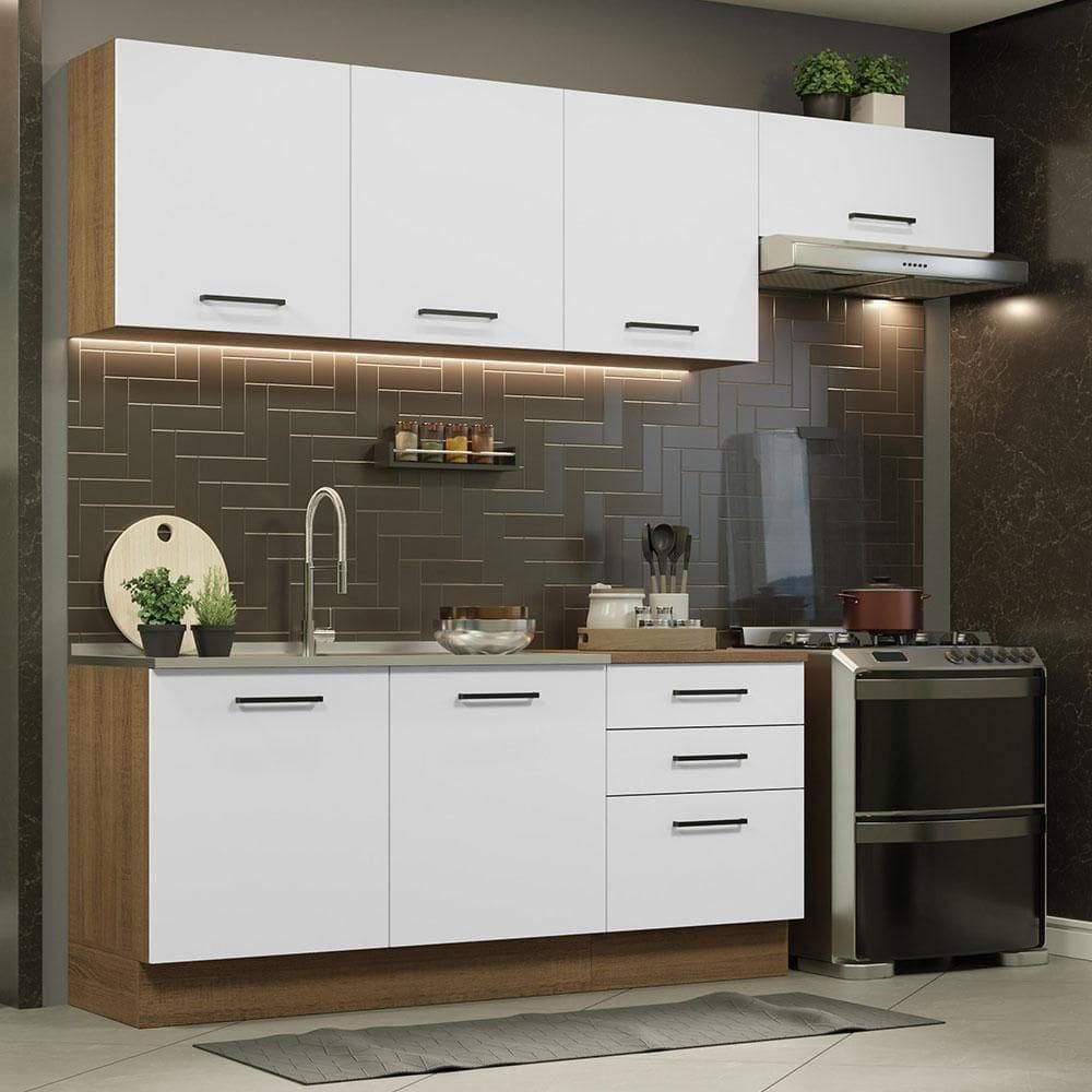 Cozinha Completa 260002 Com Armário E Balcão Rustic/branco