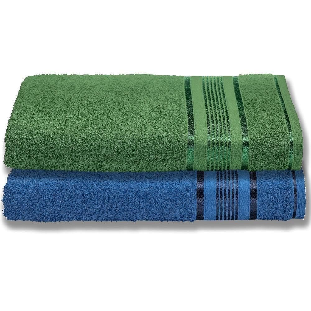 2 Toalhas Super Gigante Grossa Abraça O Corpão 80x180 Egito Azul+verde