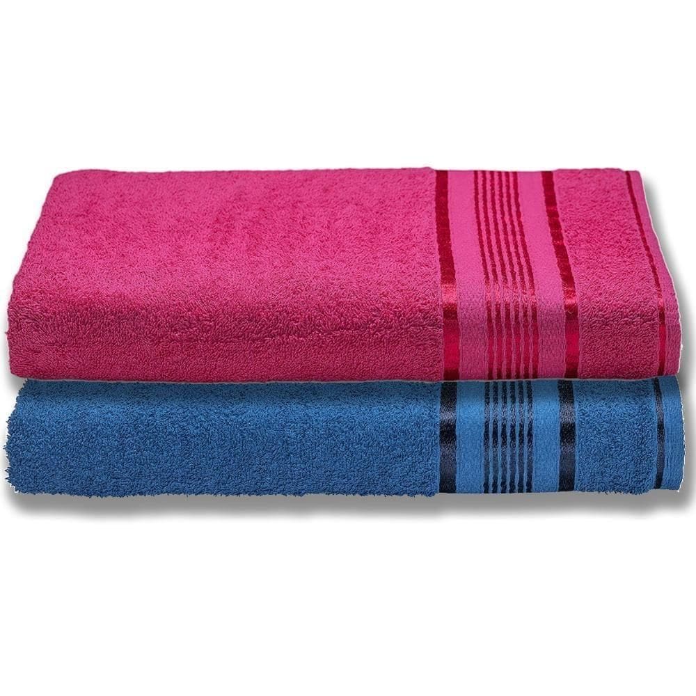 2 Toalhas Super Gigante Grossa Abraça O Corpão 80x180 Egito Azul+rosa