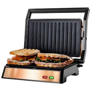 Ovente GP0620CO Sanduicheira Elétrica Antiaderente 2 Fatias, Aço Inox, 110V, 1000W, Laranja