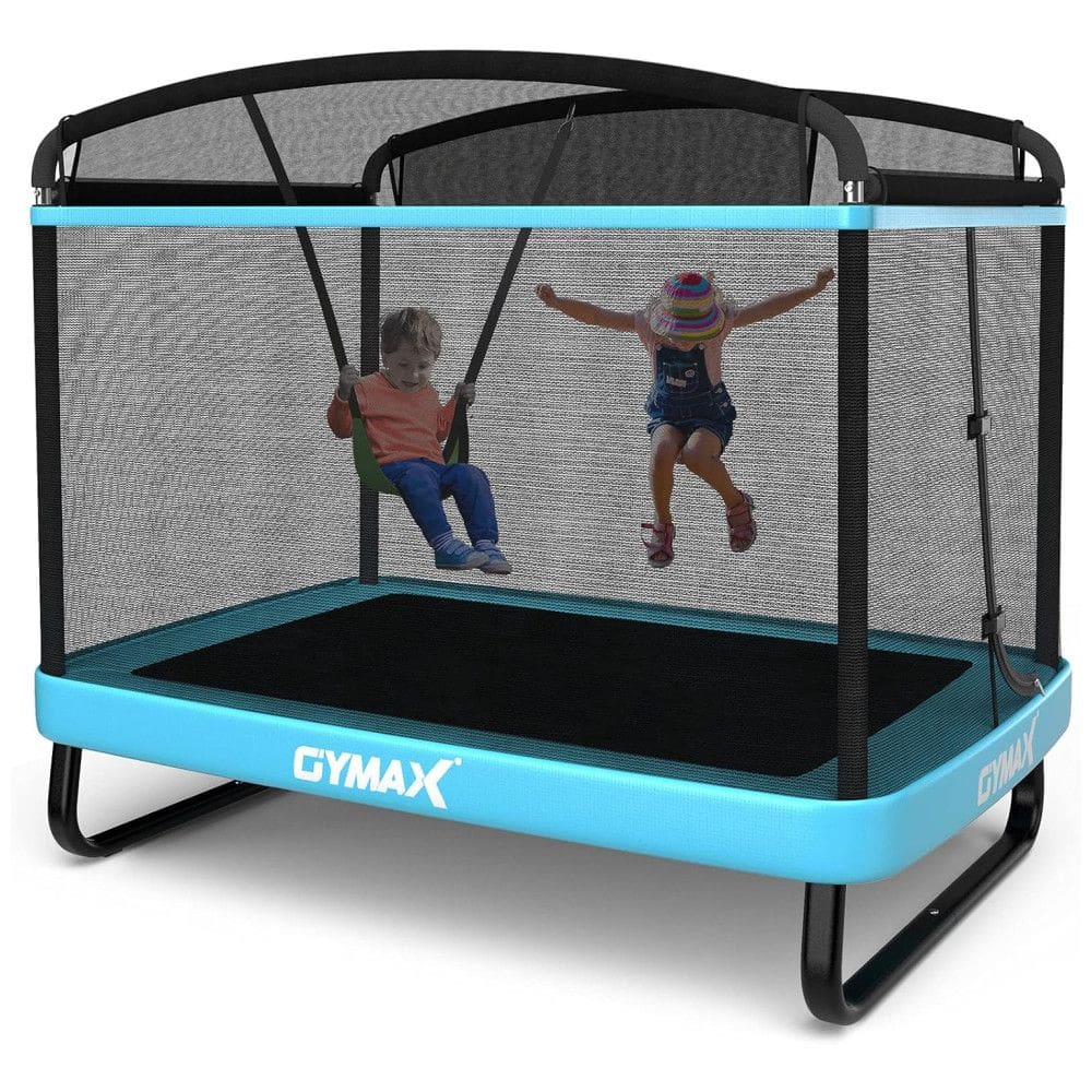 Cama Elastica Infantil com Diâmetro, Rede de Proteção e Balanço para até 100 kg, GYMAX, Azul