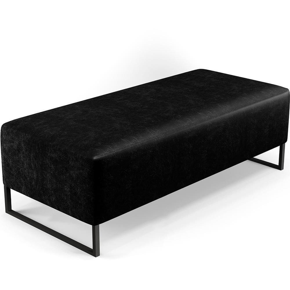 Puff Sala De Estar Base Ferro 120x50 Cm Couríssimo Preto