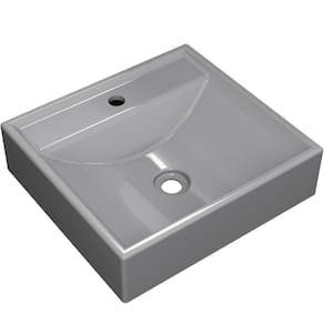 Cuba De Apoio Quadrada Para Banheiro Lavabo C01 Q39W Cinza