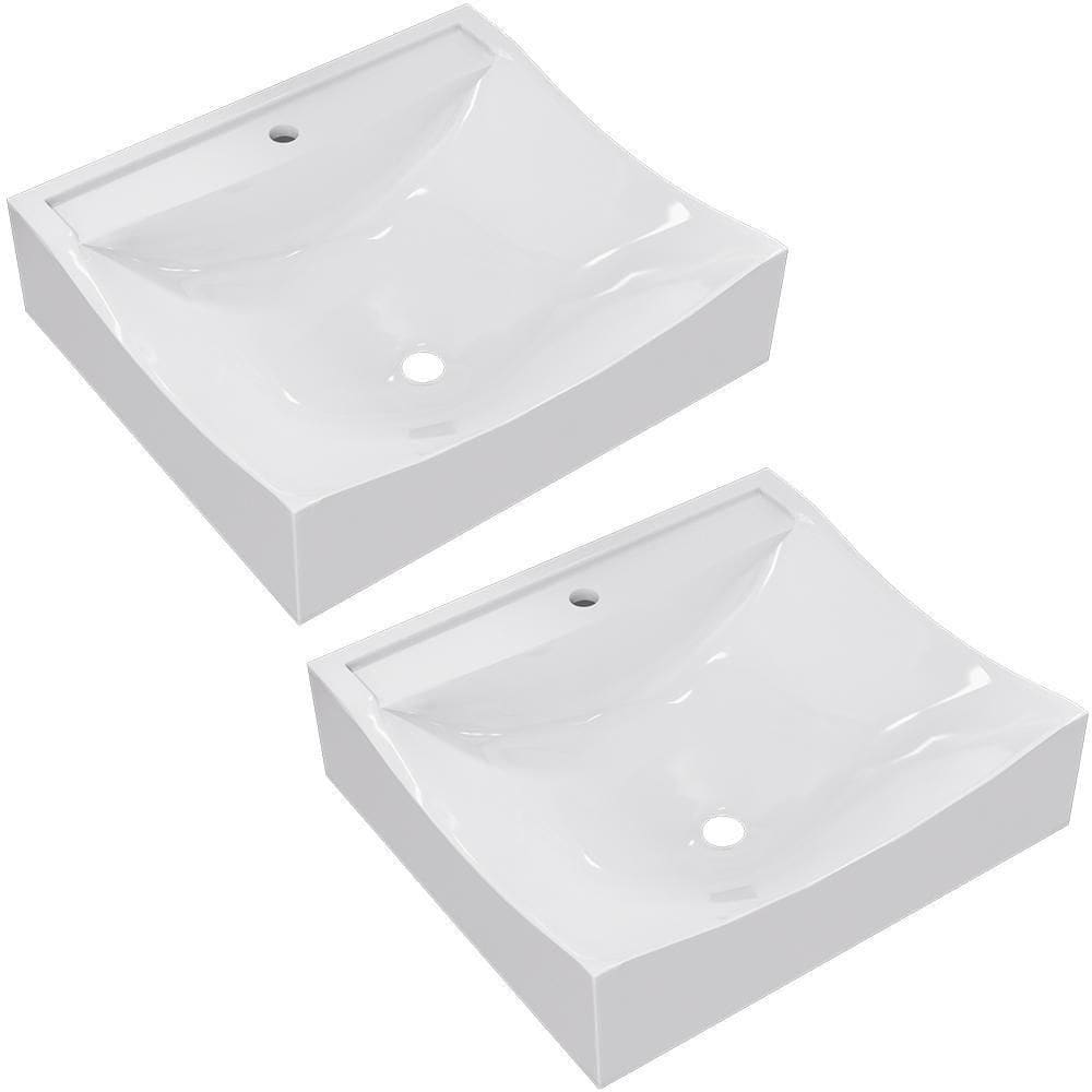 Kit 02 Cubas De Apoio Banheiro Lavabo C01 Q440 Branco