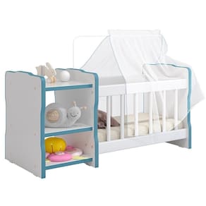Berço Boneca Cristal Ursinho C02 Branco Azul