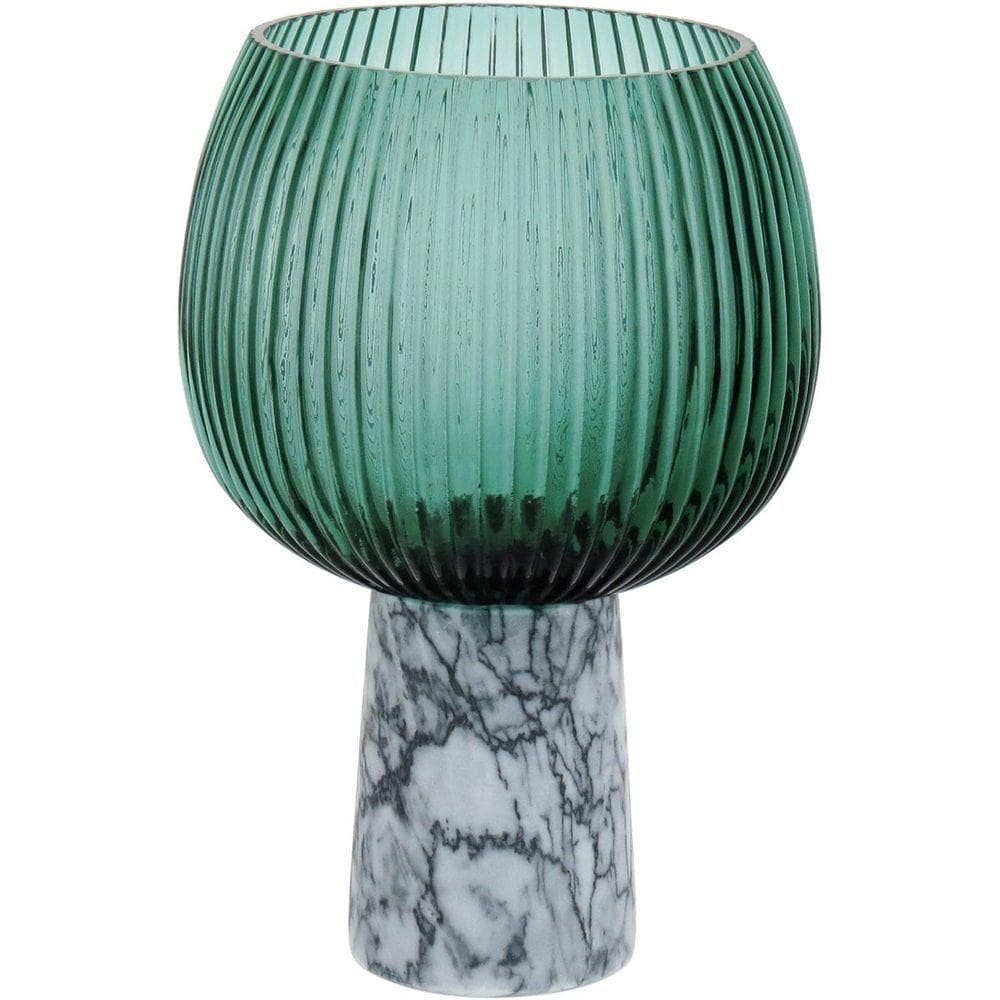 Beretta Centro Mesa 22X15X15Cm Vidro Verde Com Pé