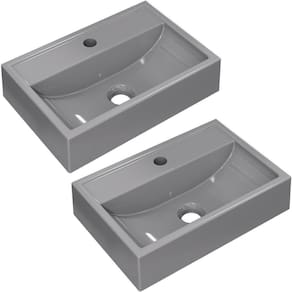 Kit 02 Cubas De Apoio Banheiro Lavabo C01 Q450 Cinza