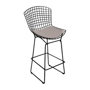 Banqueta Bertoia Preta D60 Assento Bege Cor Bege