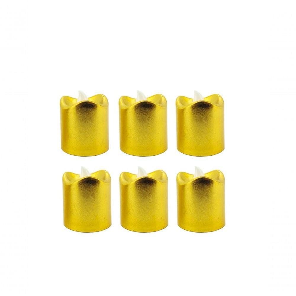 Kit 6 Velas Dourada Eletrônica Led 4cm - Yangzi