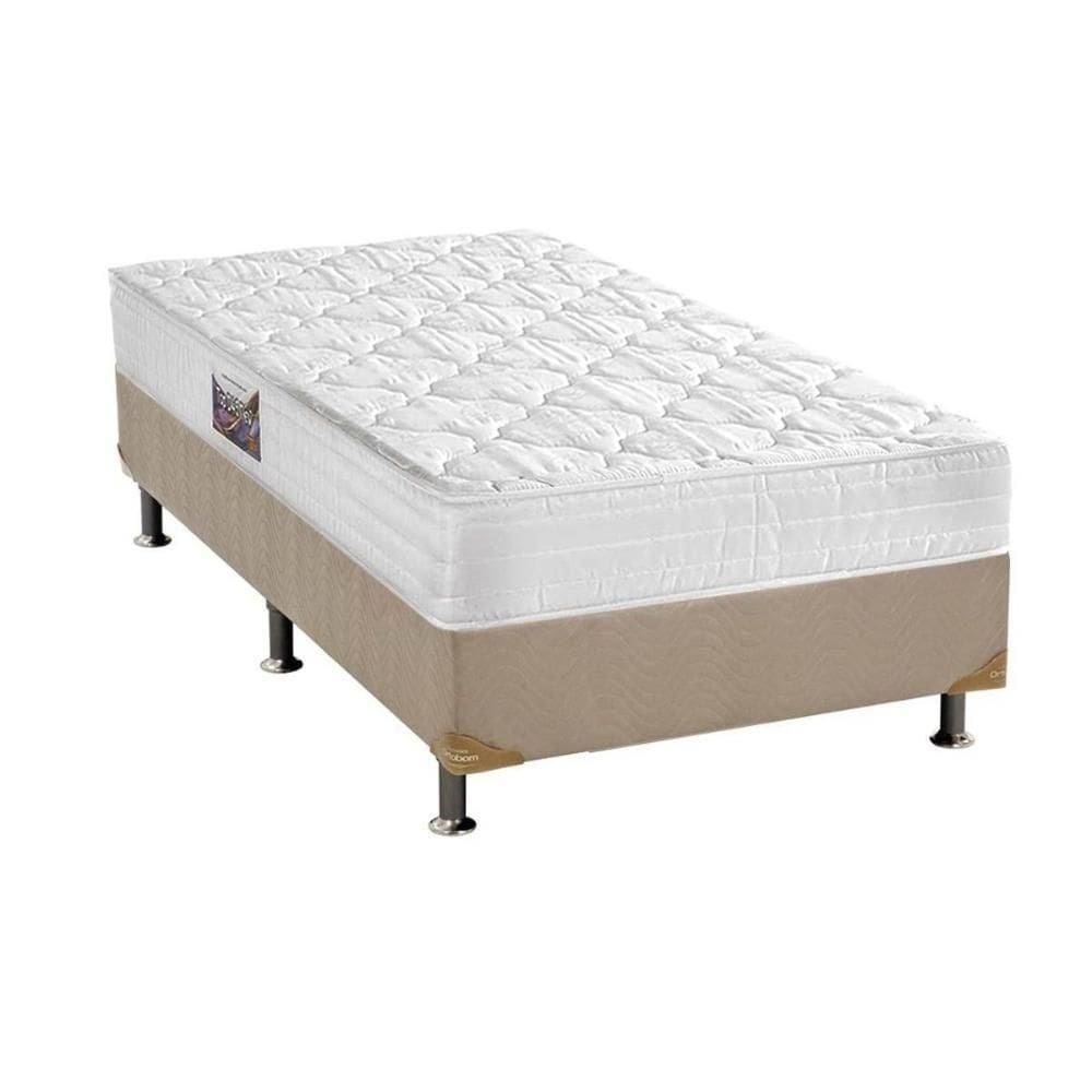 Cama Box Solteiro: Colchão Espuma D45 Herval Top + Box Suede Bege(88X188)