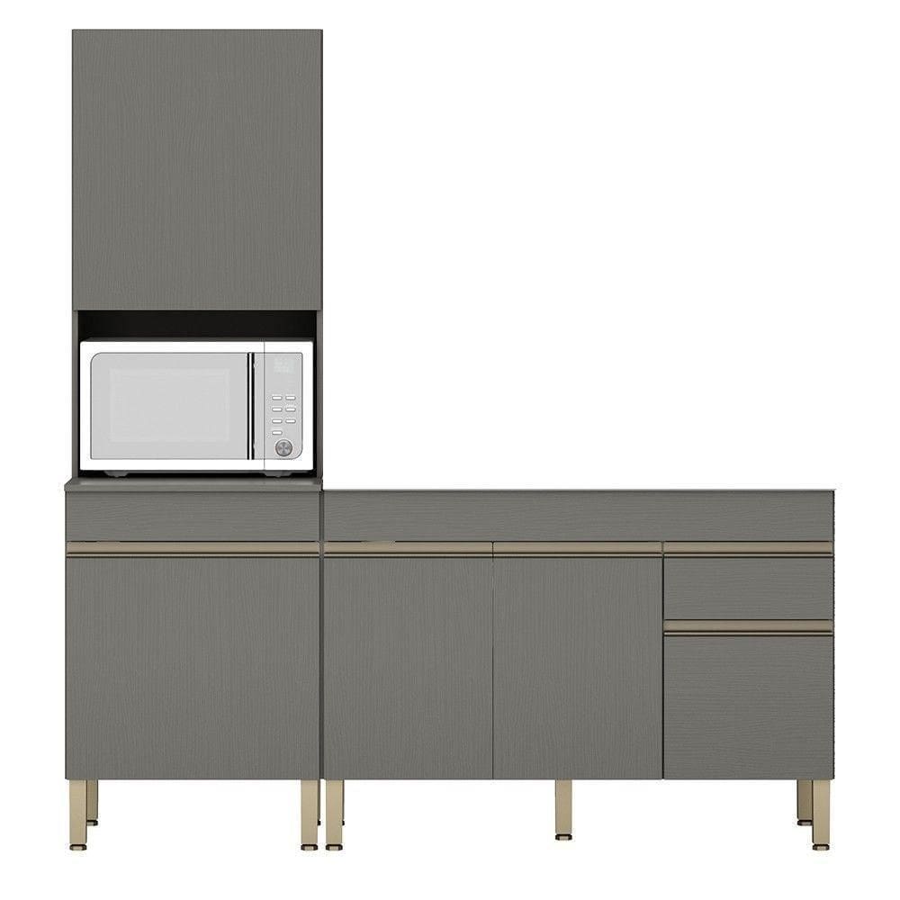 Paneleiro E Balcão Gabinete Sem Tampo 150cm Lina K02 Gris - Mpozenato