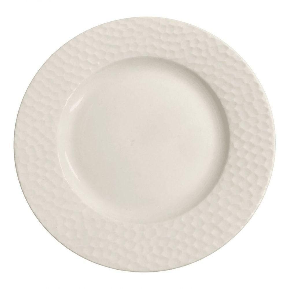 Prato Porcelana Raso 27cm Branco Martelado Schmidt