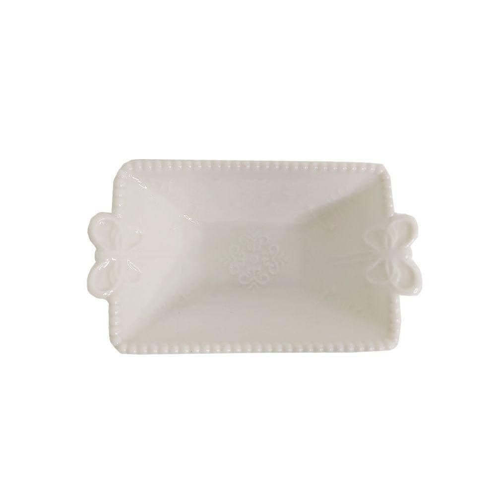Petisqueira Cerâmica Branco Com Detalhe De Laço