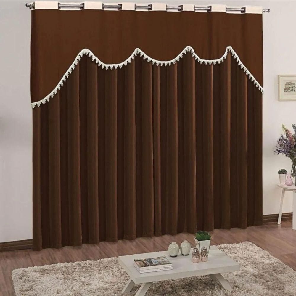 Cortina Classic Para Varão Em Malha 3,00m X 2,50m Sala Quarto - Tabaco