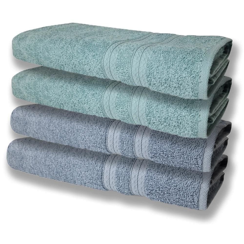 4 Toalhas Super Felpudas Grande E Grossa Algodão 80x150 Azul+verde