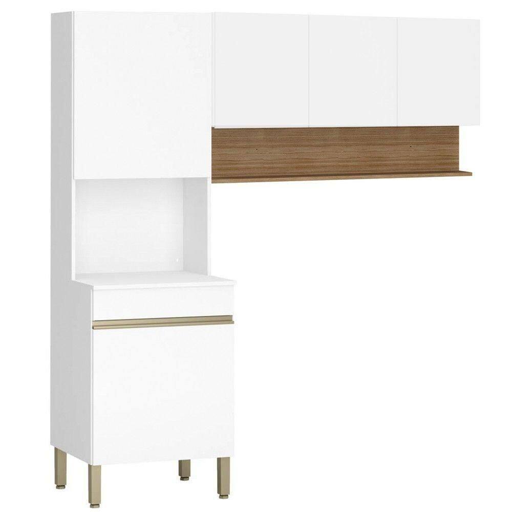 Armário De Cozinha 120cm Com Paneleiro Lina K02 Supremo/freijó - Mpozenato