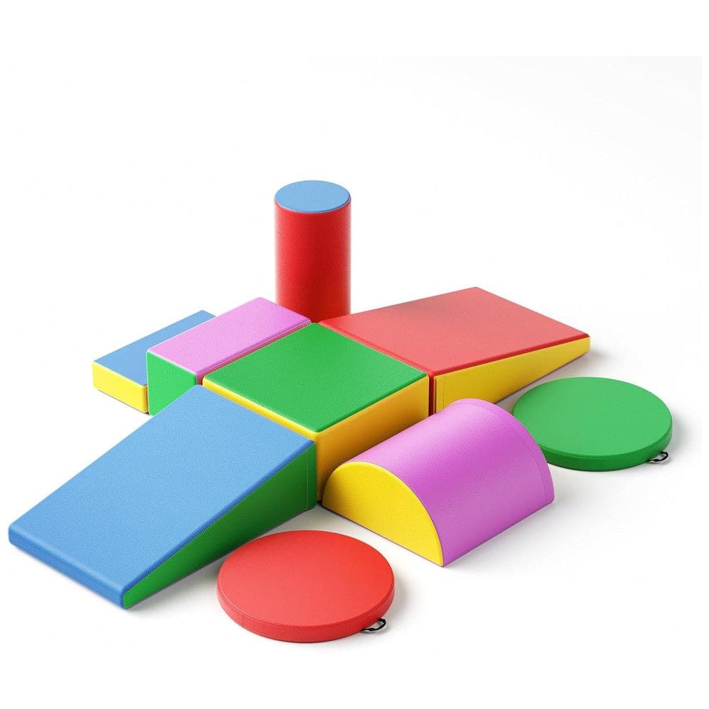 Blocos de Espuma Lischwert para Bebês, Conjunto de 9 Peças com Almofada, Brinquedos de Escalada Coloridos para Crianças a Partir de 1 Ano.