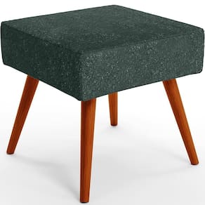 Puff Banqueta Decorativa Com Pés Palito Linho Verde Musgo
