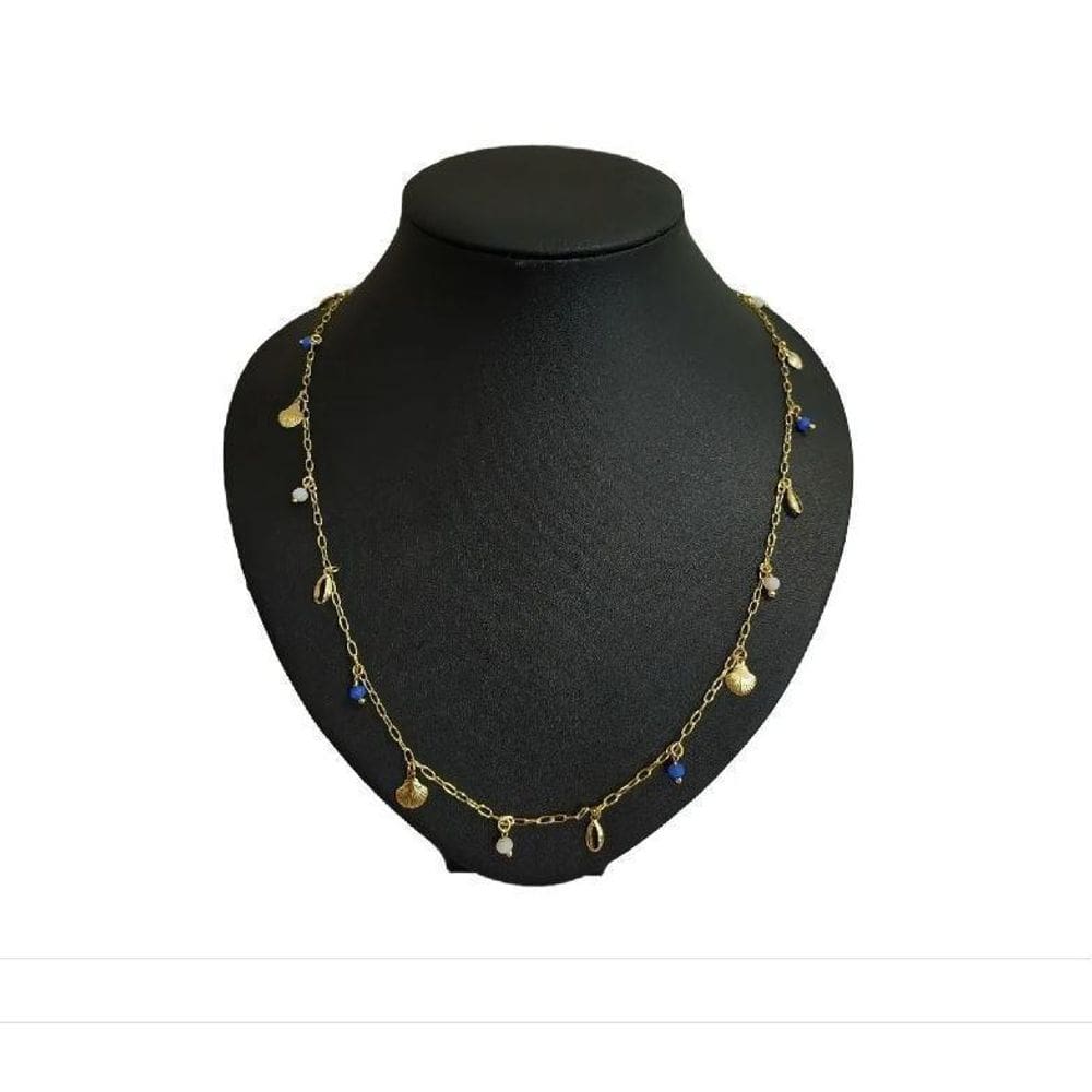 Maxi Colar Fundo Do Mar Concha Búzios Colorido F. Ouro 80 Cm