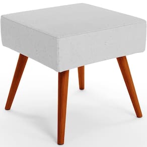 Puff Banqueta Decorativa Com Pés Palito Lívia Linho Cinza