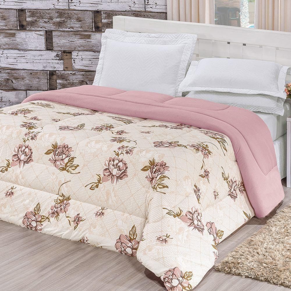 Edredom Dupla Face King Quality 01 Peça - Geométrico Rosê