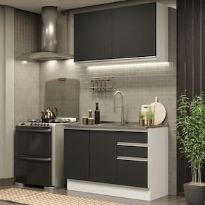 Cozinha Compacta 120003 Com Armário E Balcão Branco/Preto