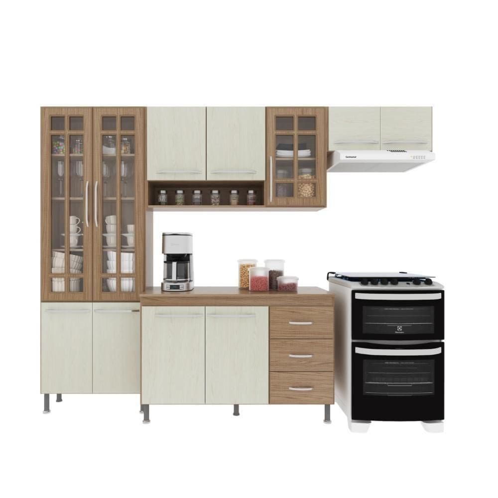Cozinha Compacta 4 Peças 260cm 11 Portas 3 Gavetas Com Tampo