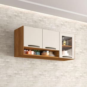 Aéreo 03 Portas Reflecta Valência Branco Salleto Móveis Cinamomo Com Off White