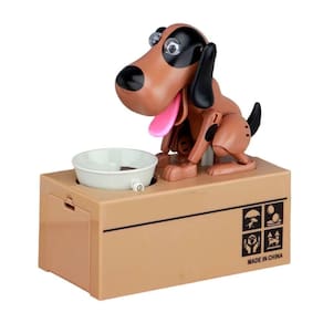 Cofrinho Eltronico Infantil Cachorro Que Come Moeda Marrom