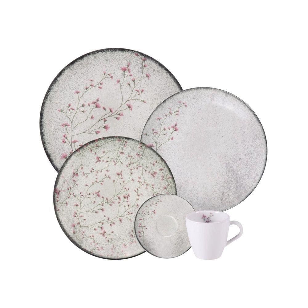 Aparelho De Jantar Tramontina Floralis Em Porcelana Decorada 20 Peças Tramontina