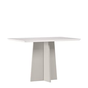 Mesa Jantar Retangular 120 x 80 Com Vidro 3mm Julia Sem Cadeiras - Off White - ÉdeCasaMóveis