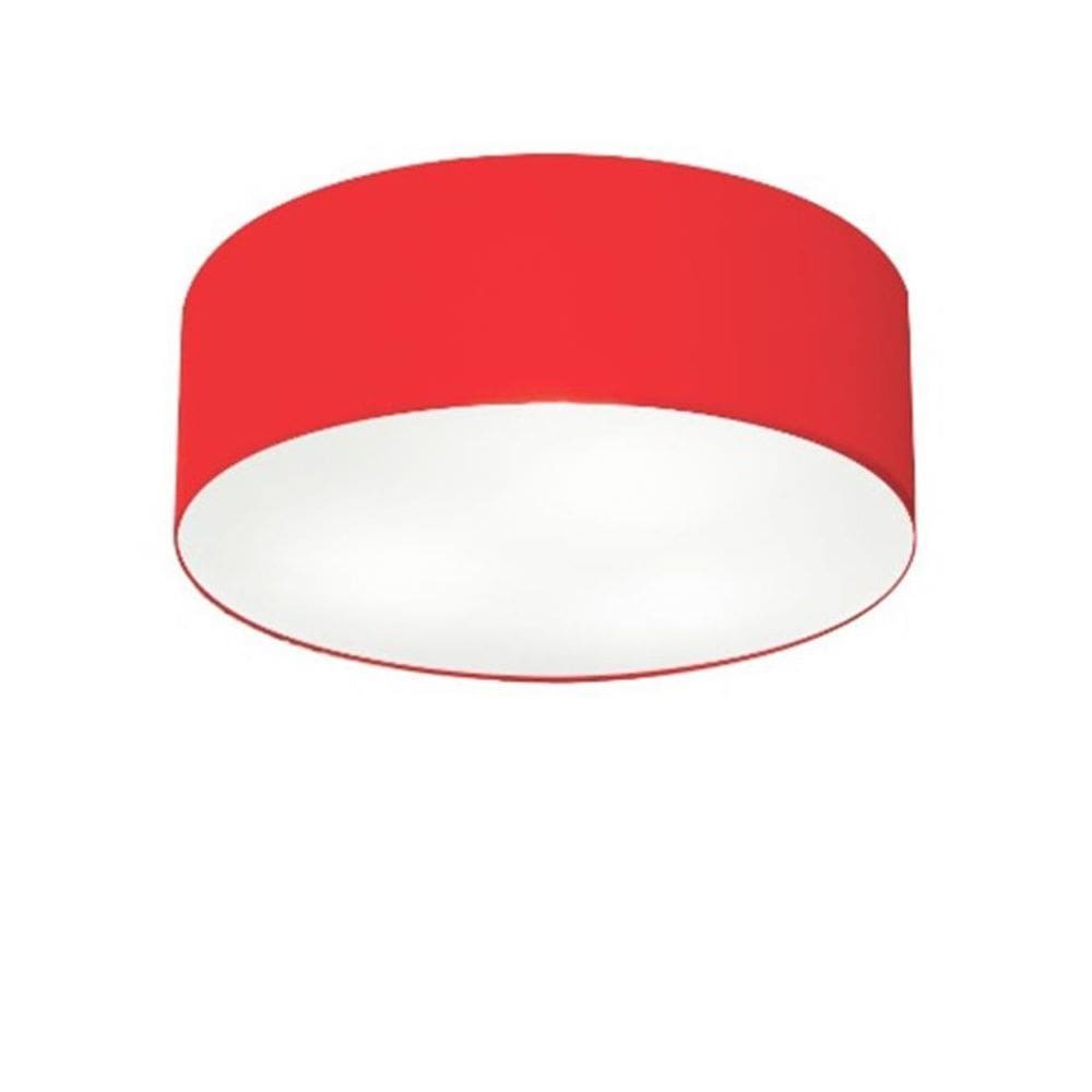 Plafon Cilíndrico Md-3046 Cúpula em Tecido 35x12cm Vermelho - Bivolt
