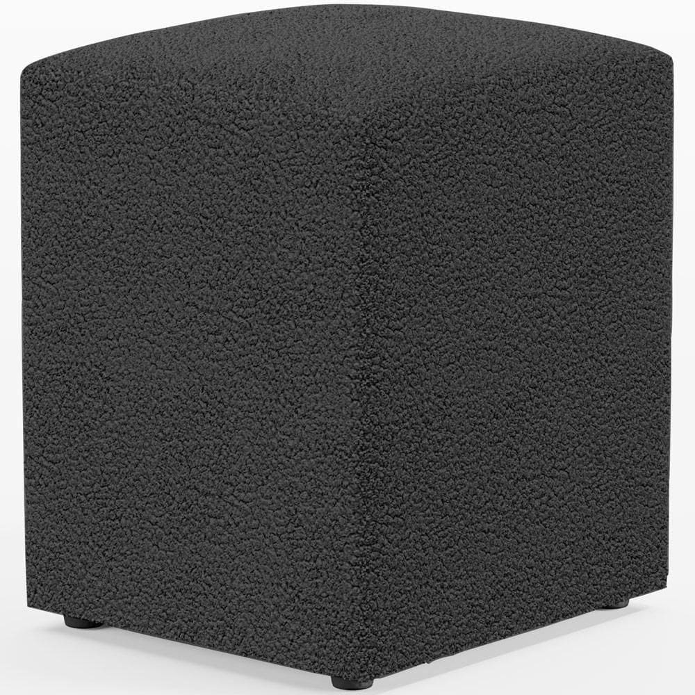 Puff Quadrado Decorativo Sala De Estar L02 Bouclê Preto