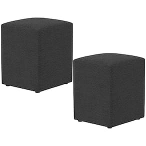 Kit 02 Puffs Quadrado Decorativo L02 Bouclê Preto