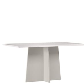 Mesa Jantar Retangular 160 x 90 Com Vidro 3mm Julia Sem Cadeiras - Off White - ÉdeCasaMóveis