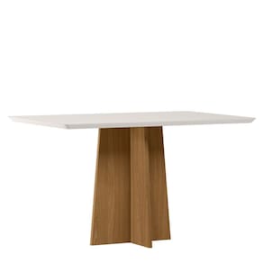 Mesa Jantar Retangular 135 x 90 Com Vidro 3mm Julia Sem Cadeiras - Ype - Off White - ÉdeCasaMóveis